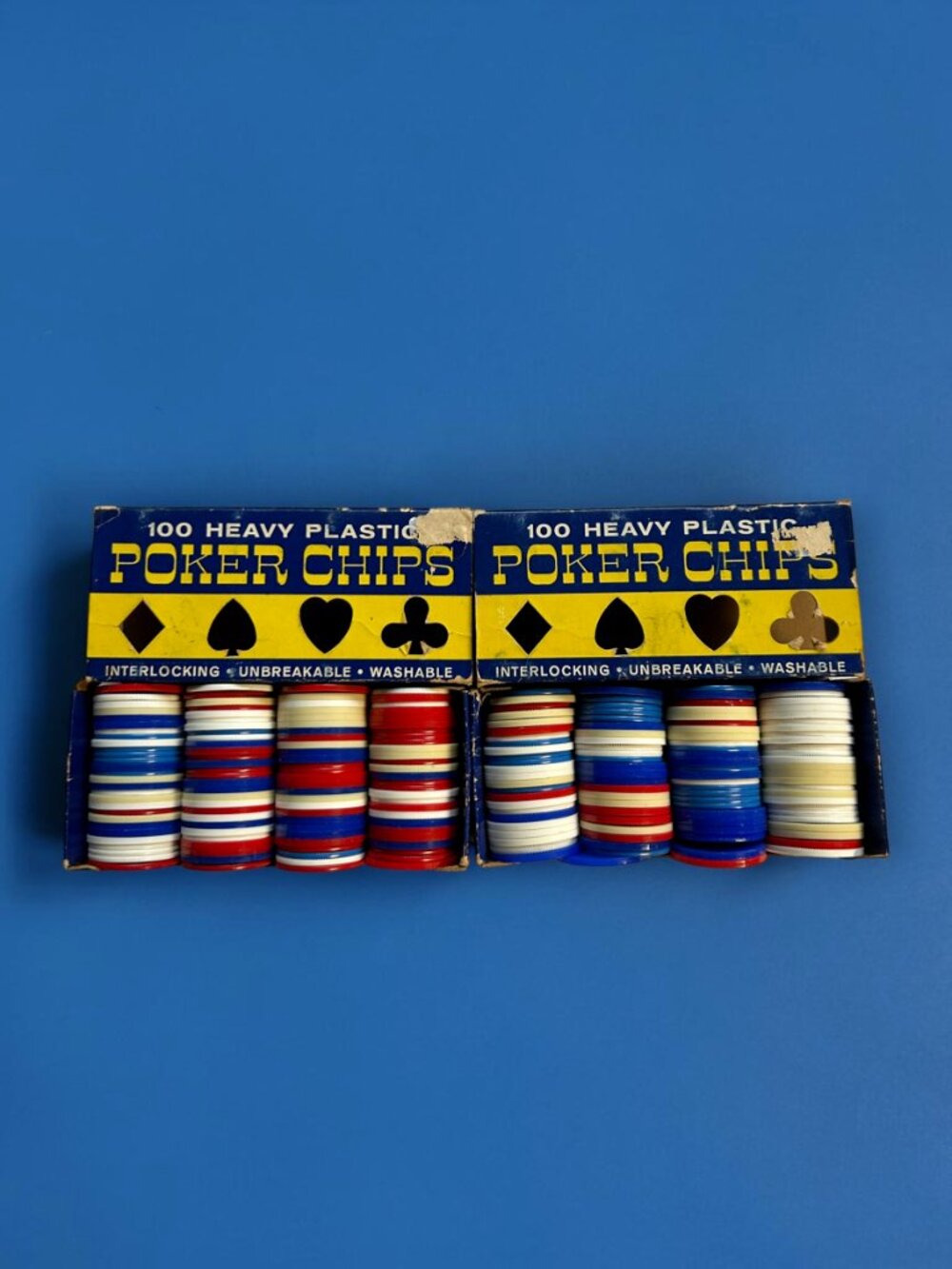 RARE 1960's Vintage Plastic Poker Chips Unbreakable, Interlocking (Lot of 2)